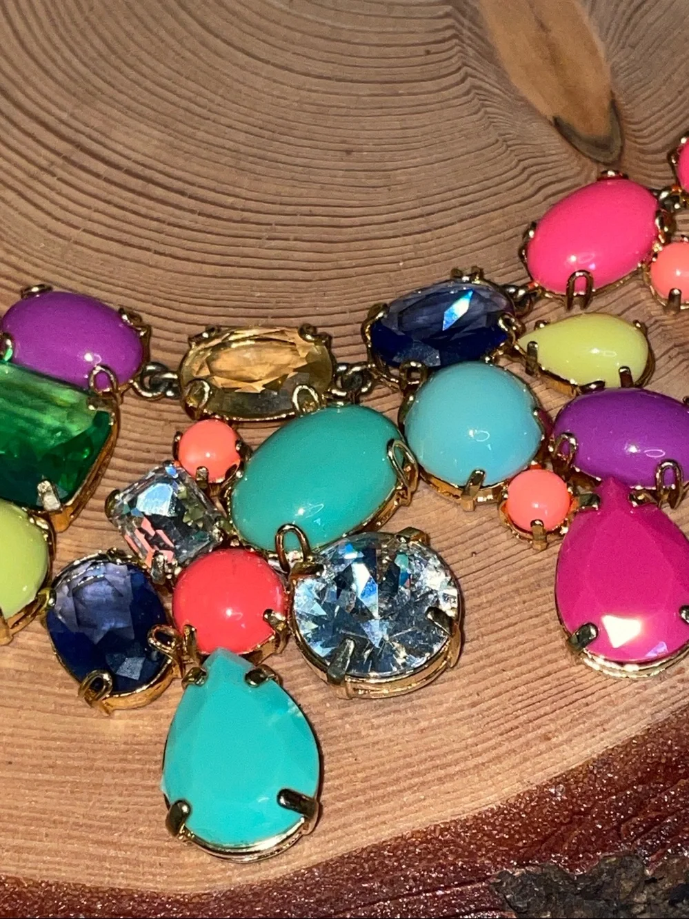 J. Crew Rainbow Candy Color Mixed Gem Statement Necklace